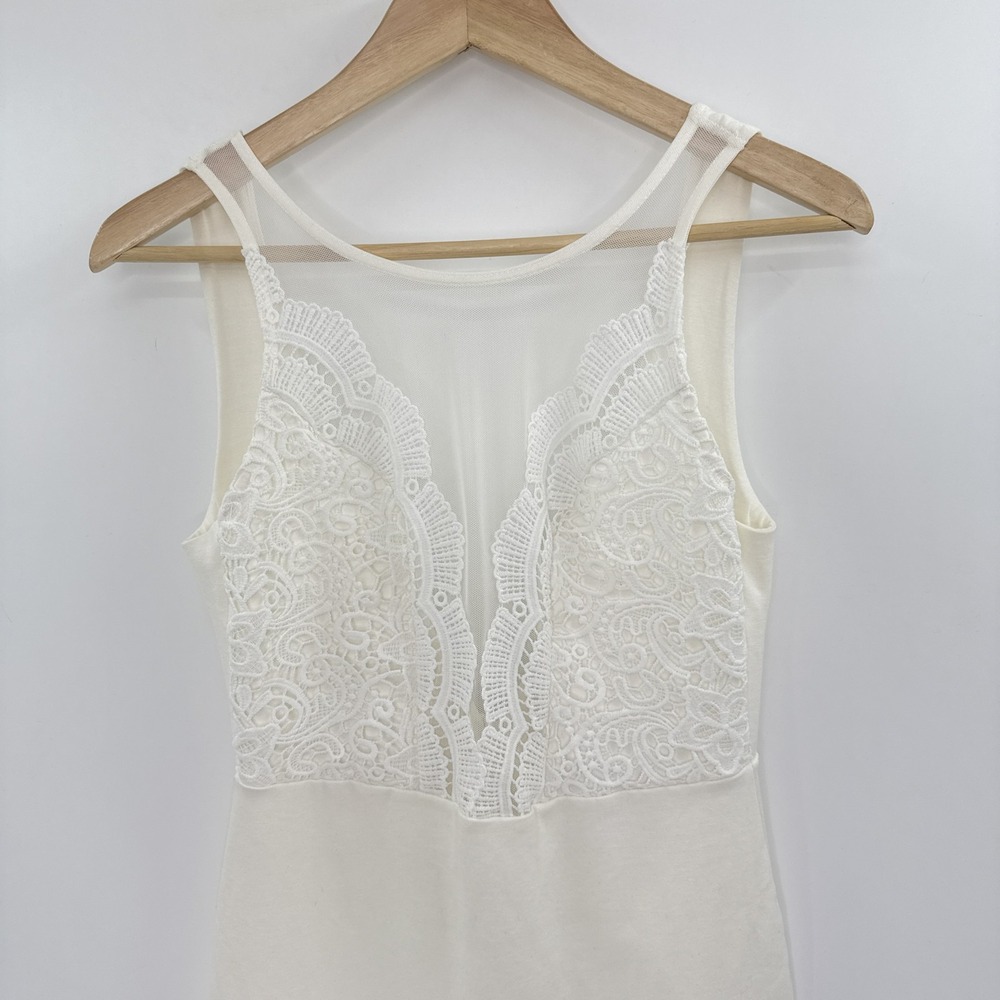 Lulus White Lace Bodycon Sleeveless Sheath Cocktail Party USA Wedding Event - Picture 3 of 14